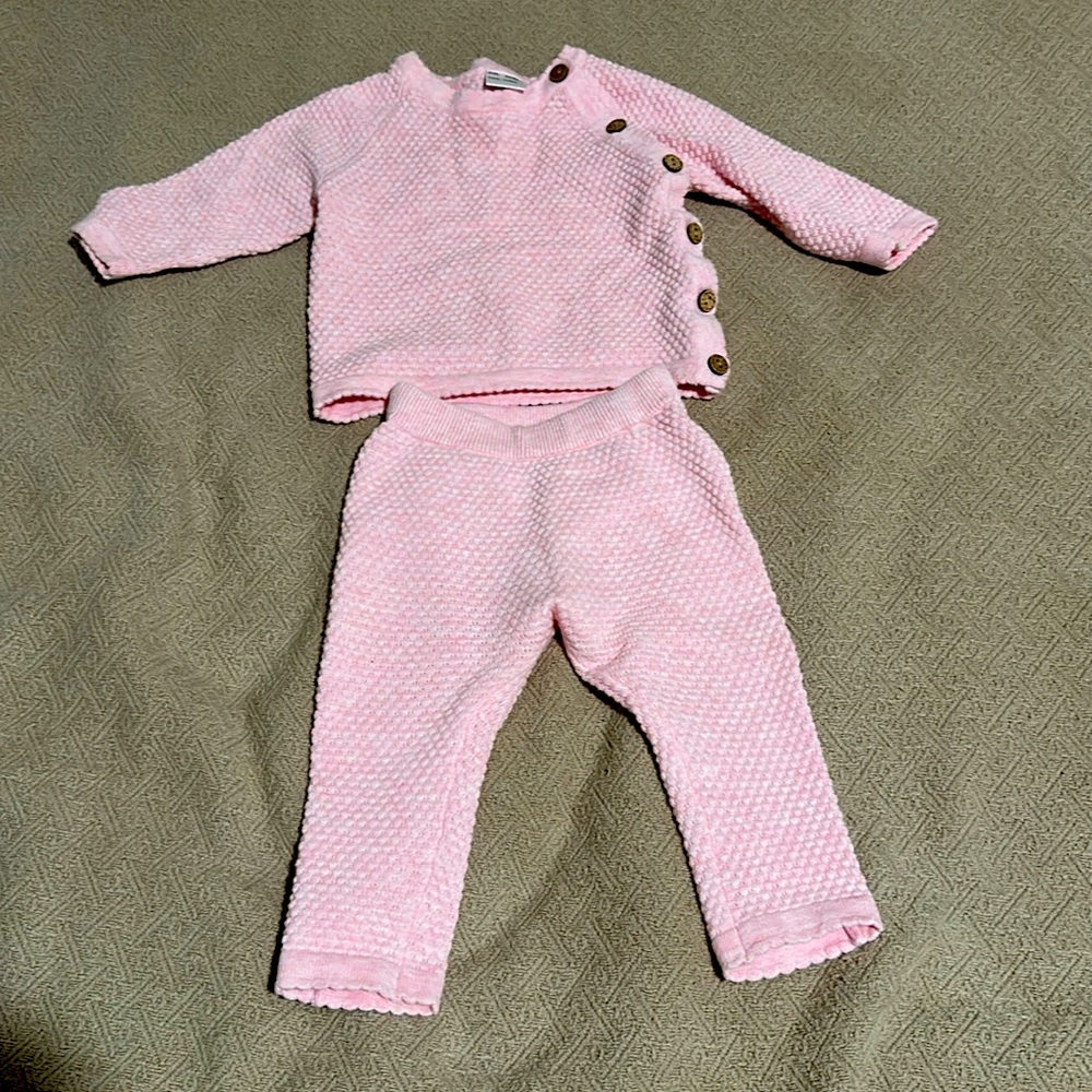 Pink Kids Matching Set with Button Detail - Picture 2 of 2